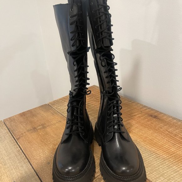 Free People Womens Miller Cut Out Combat Boots Black NEW 7.5 +8.5 - Picture 6 of 12